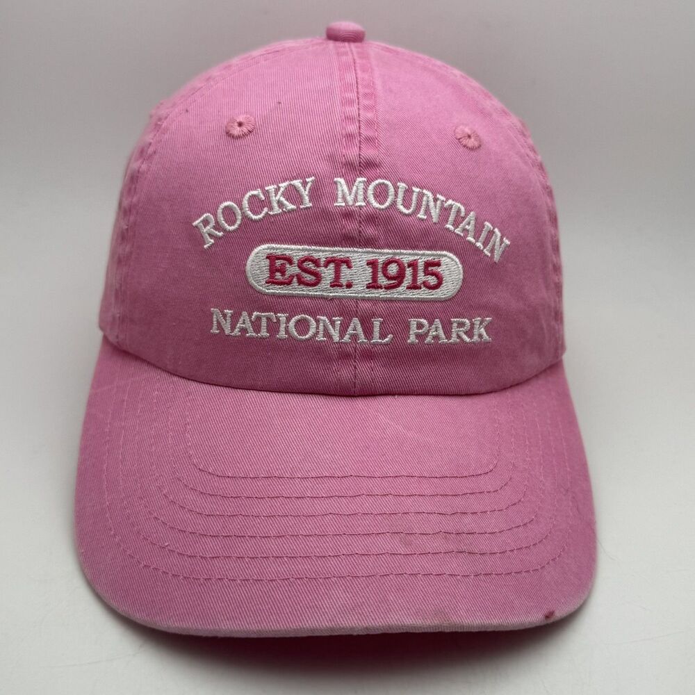 Rocky Mountain National Park Hat Cap Pink Est 1915 Washed Adjustable
